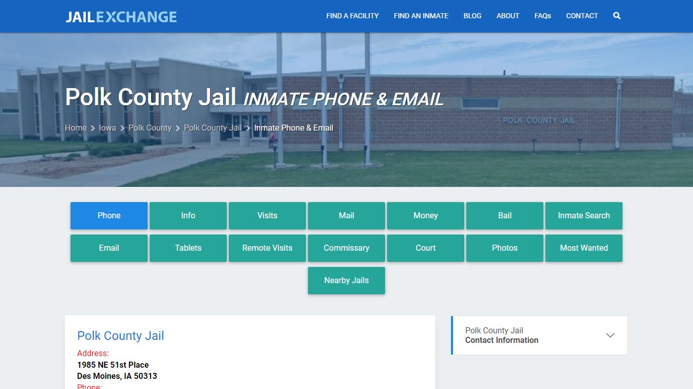 Inmate Phone - Polk County Jail, IA - Jail Exchange